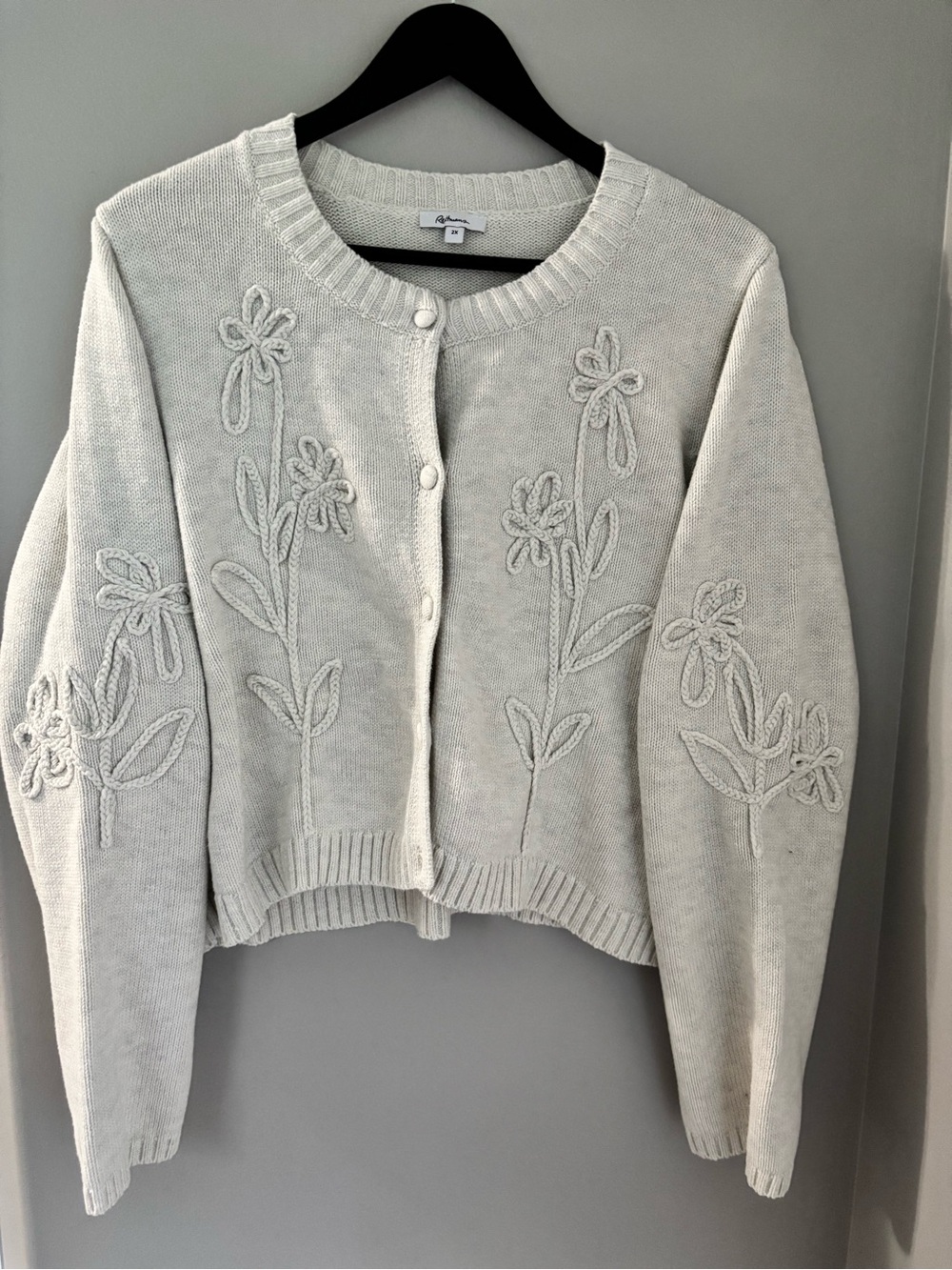 Reitmans Women’s Cream Floral Cardigan - Size: 2X